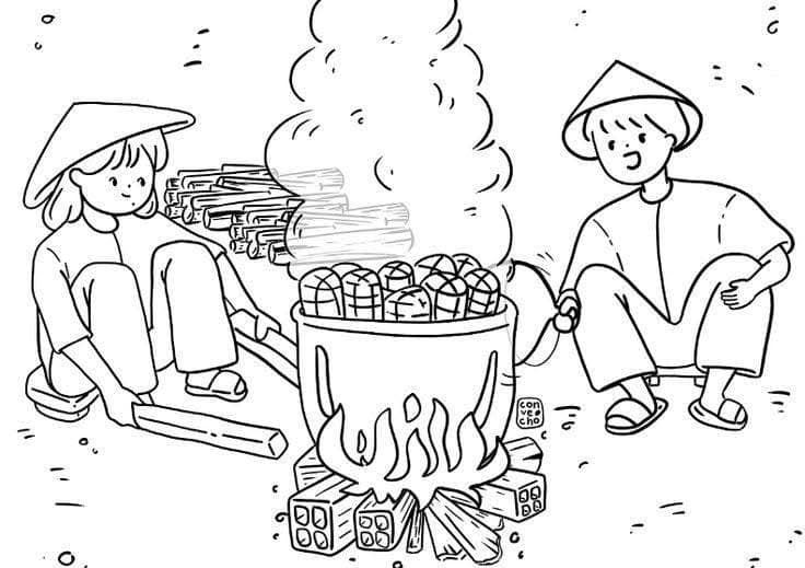 Tranh tô màu chủ đề Tết