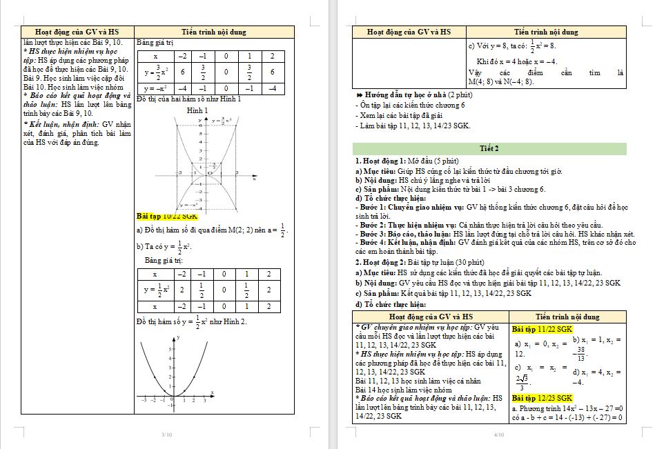 Giáo án Toán 9 Bài tập cuối chương 6