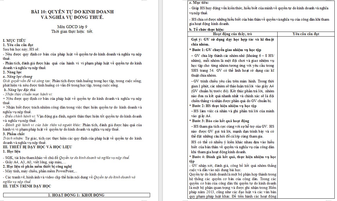 Giáo án GDCD 9 KNTT Bài 10