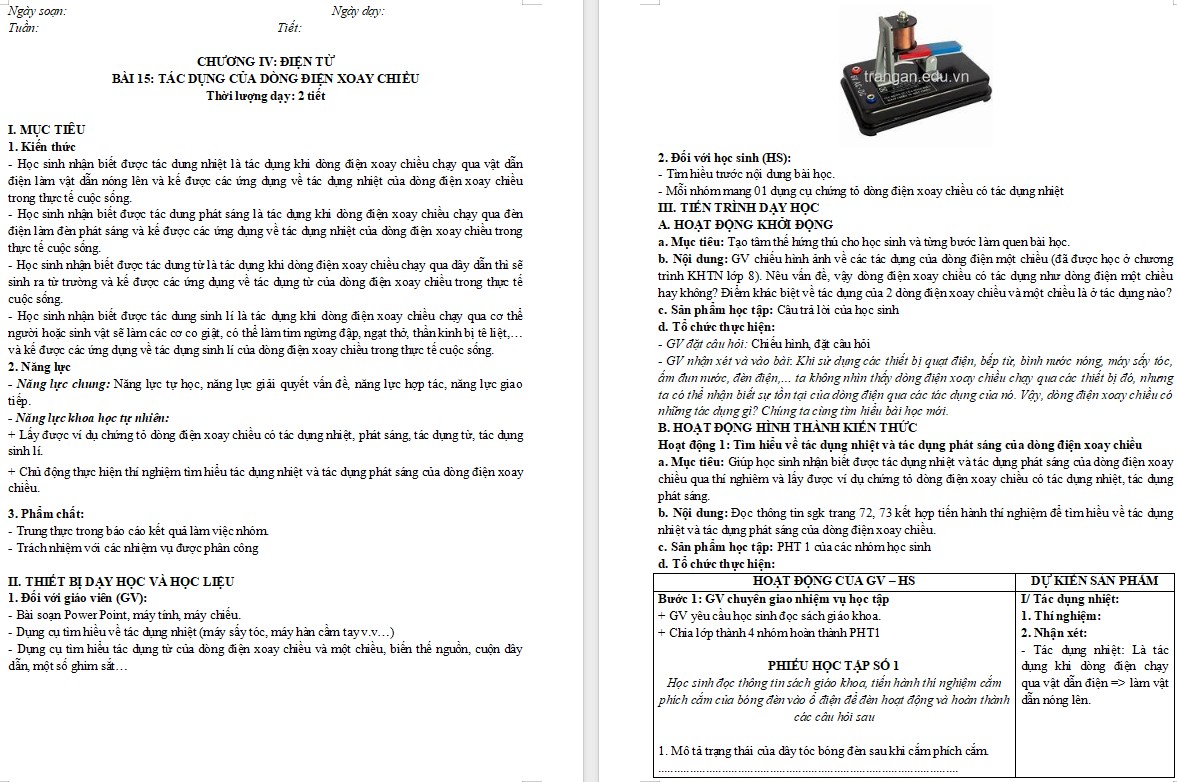 Giáo án KHTN 9 KNTT Bài 15