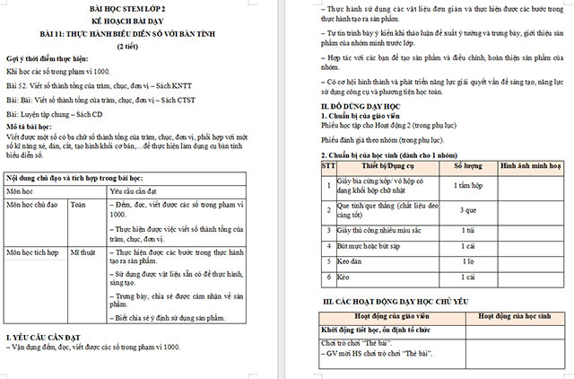 Giáo án STEM Thực hành biểu diễn số với bàn tính