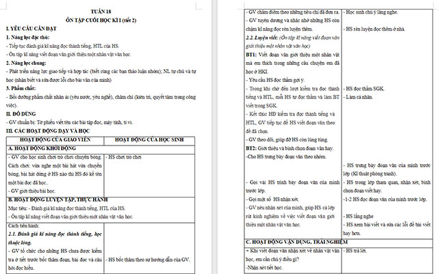 Giáo án Tiếng Việt 5 Ôn tập cuối học kì I (Tiết 2)