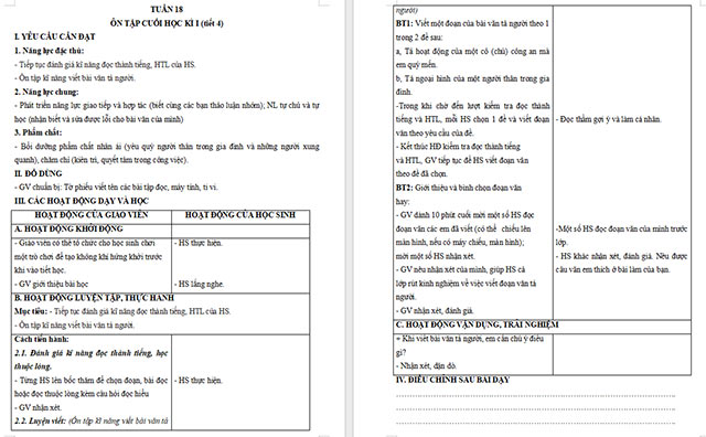 Giáo án Tiếng Việt 5 Ôn tập cuối học kì I (Tiết 4)