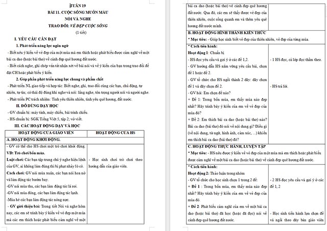 Giáo án Tiếng Việt 5 Tả phong cảnh (Cấu tạo của bài văn)