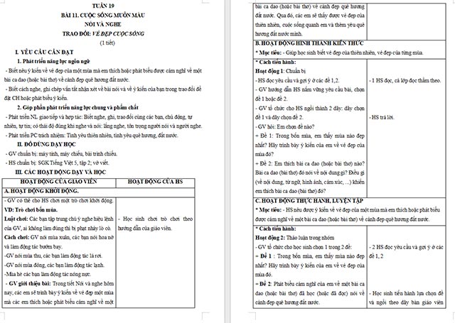 Giáo án Tiếng Việt 5 Trao đổi Vẻ đẹp cuộc sống