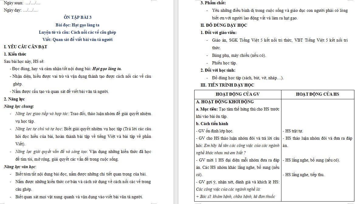 Giáo án dạy thêm Tiếng Việt 5 KNTT HK 2 Bài 3
