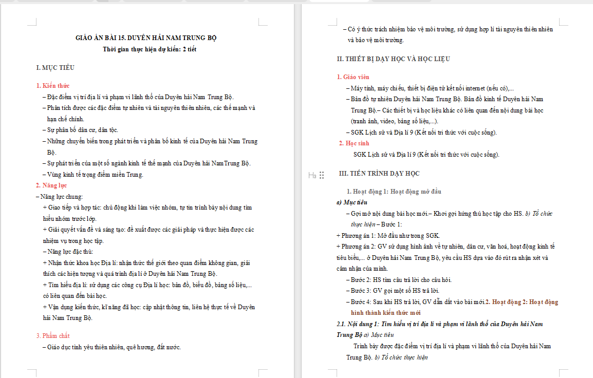 Địa lí 9 bài 15: Duyên Hải Nam Trung Bộ
