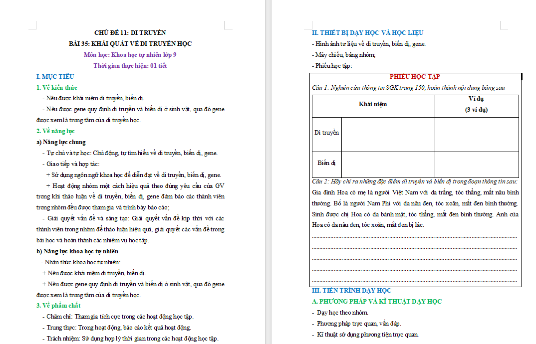 PowerPoint KHTN 9 Bài 35: Khái quát về di truyền học