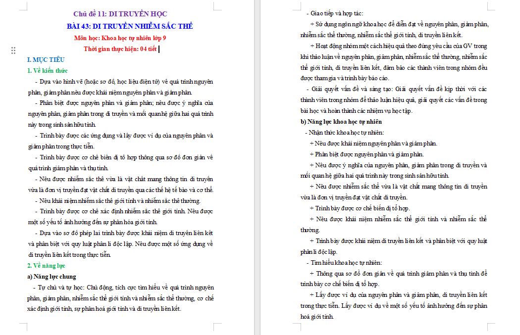 PowerPoint KHTN 9 Bài 43: Di truyền nhiễm sắc thể