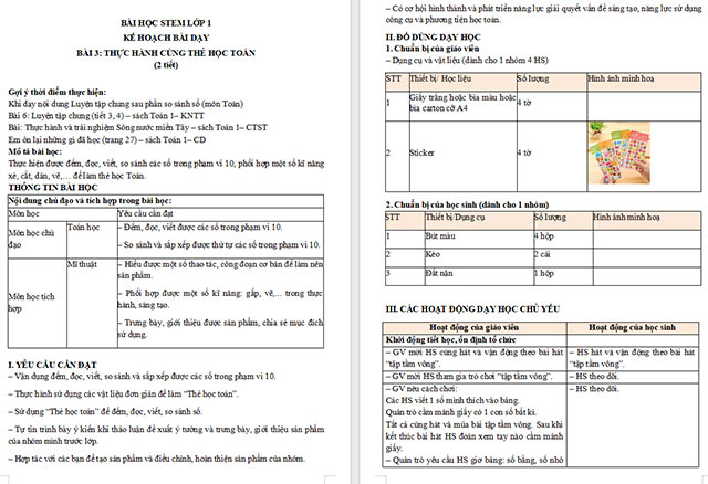 Giáo án STEM Thực hành cùng thẻ học Toán