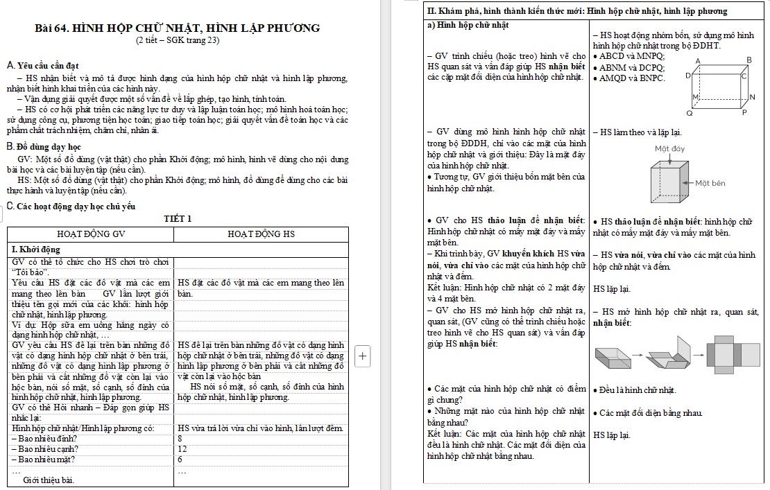 Giáo án Toán 5 CTST Bài 64