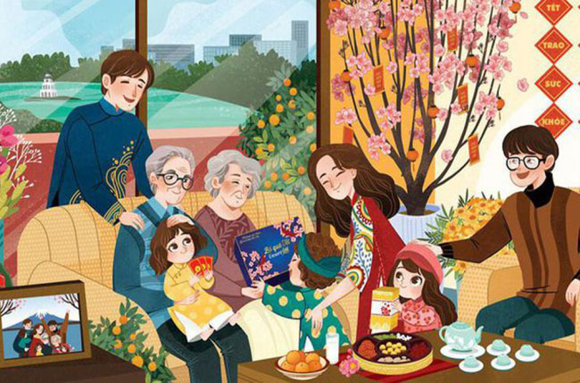 Hình nền Tết 2025 - Gia đình sum vầy