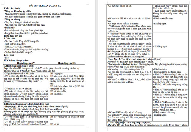 Giáo án Khoa học 5 Vi khuẩn quanh ta