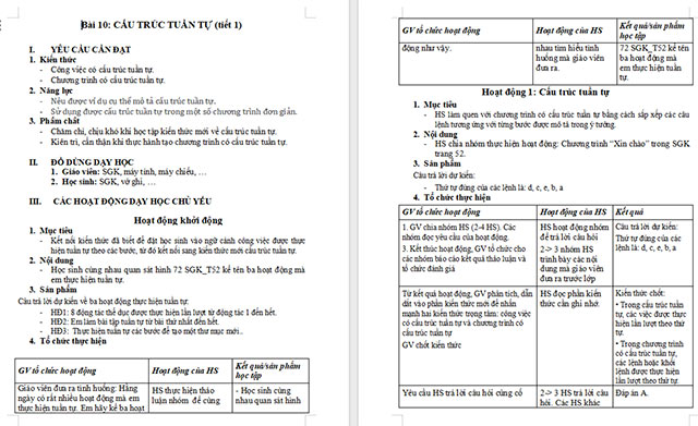 Giáo án Tin học 5 Cấu trúc tuần tự