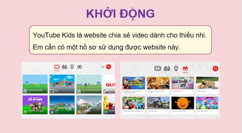PowerPoint Tin học 5 Sử dụng website YouTube Kids