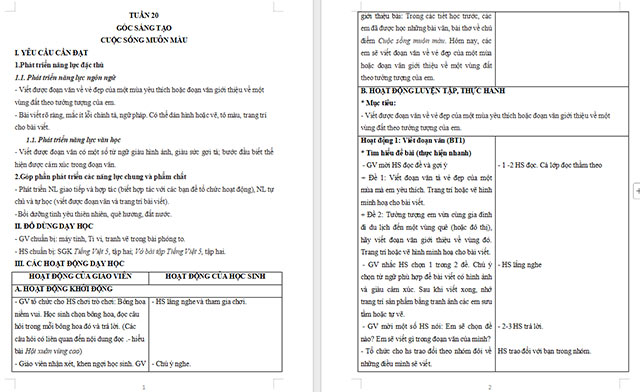 Giáo án Tiếng Việt 5 Muôn màu cuộc sống