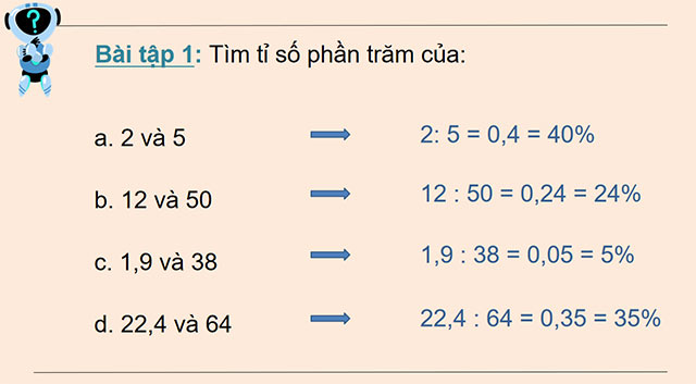 PowerPoint dạy thêm Toán 5 Tìm tỉ số phần trăm của hai số
