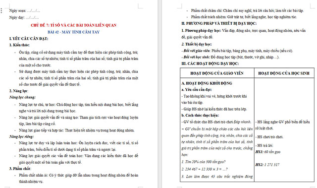 Giáo án dạy thêm Toán 5 Máy tính cầm tay