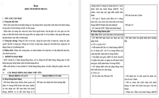 Giáo án Toán 5 Diện tích hình thang
