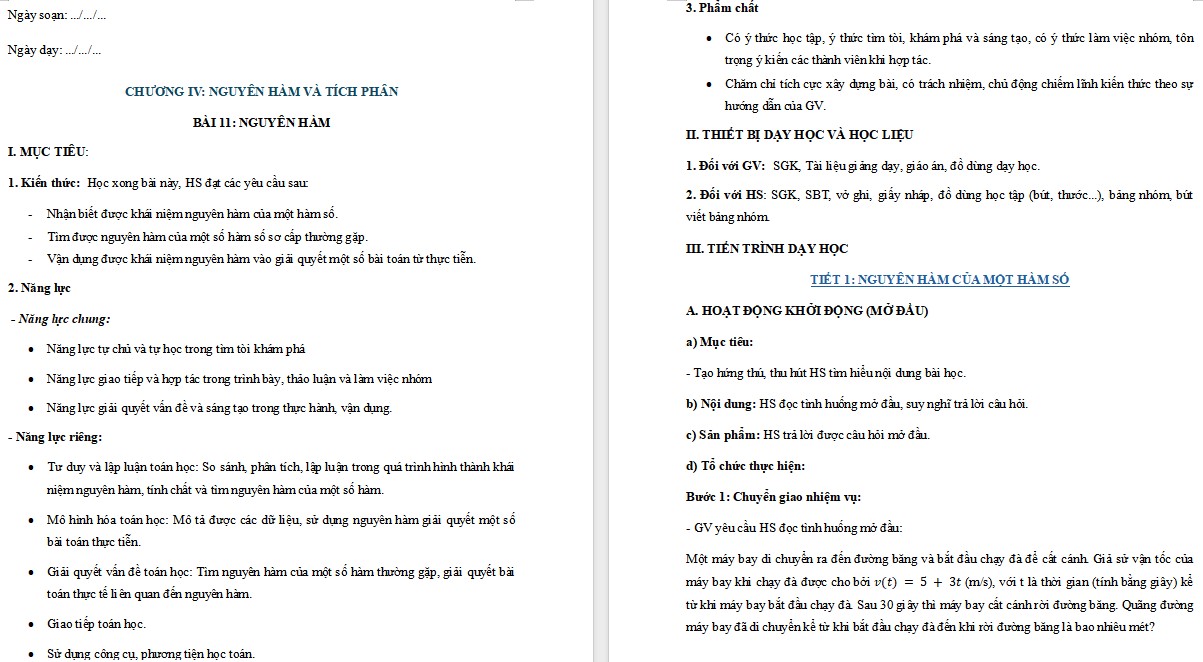 Giáo án Bài 11 Toán 12 Kết nối tri thức