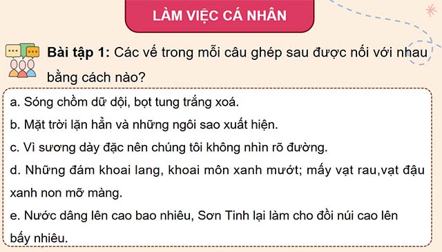 PowerPoint Tiếng Việt 5 Cách nối các vế trong câu ghép
