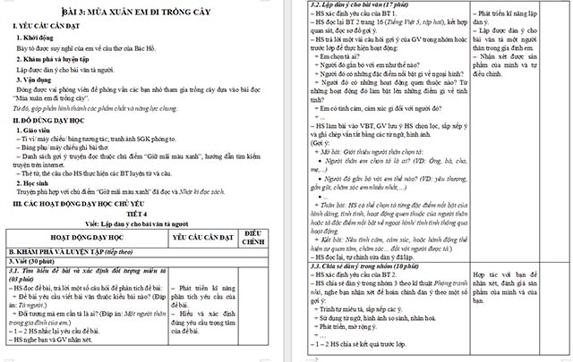 Giáo án Tiếng Việt 5 Lập dàn ý cho bài văn tả người