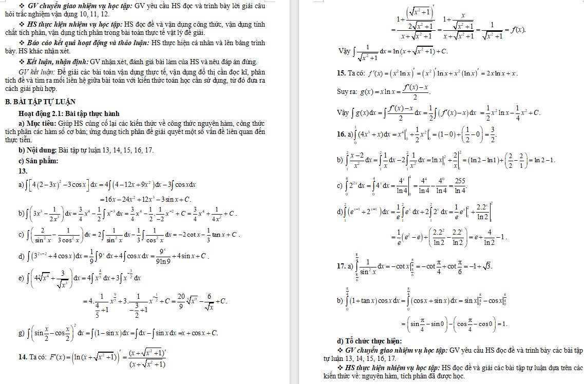Giáo án Bài tập cuối Chương 4 Toán 12 Chân trời sáng tạo