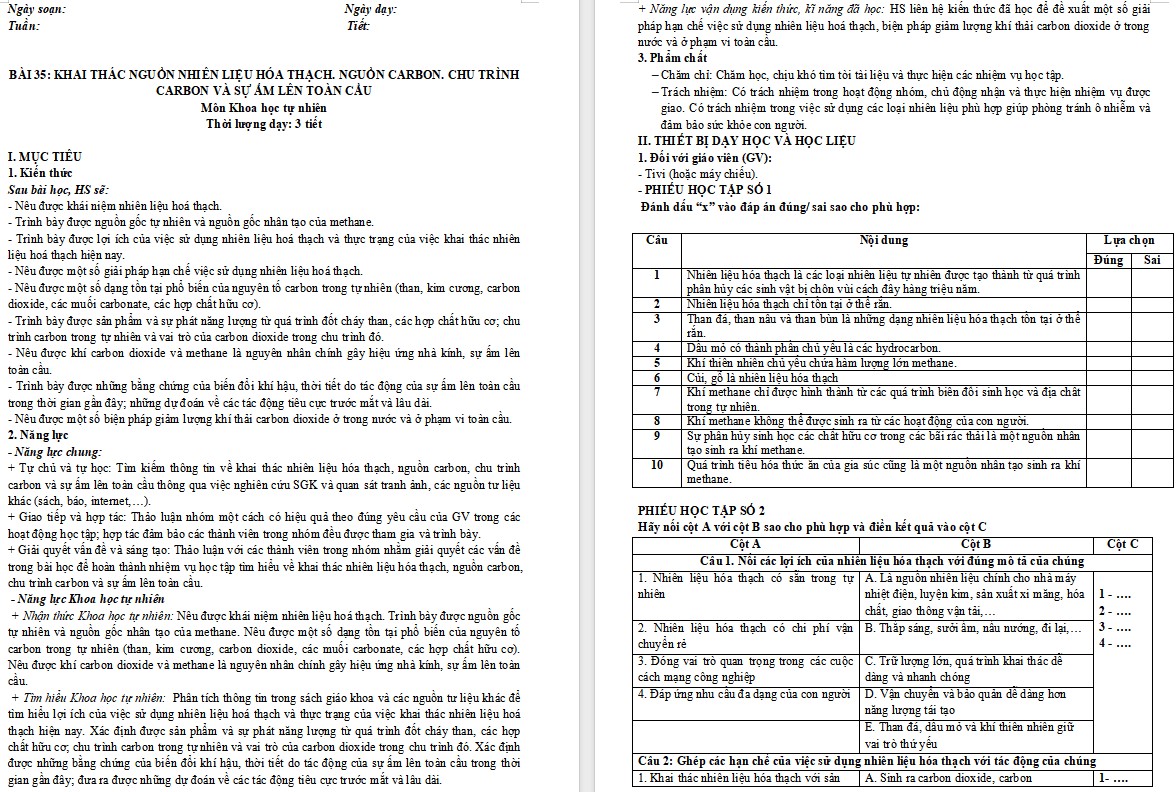 Giáo án Hóa học 9 KNTT Bài 35