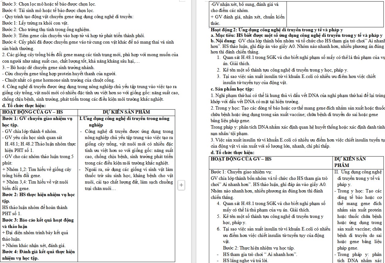 Giáo án Sinh học 9 KNTT Bài 48