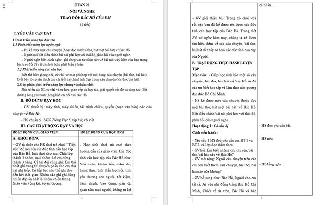 Giáo án Tiếng Việt 5 Trao đổi Bác Hồ của em