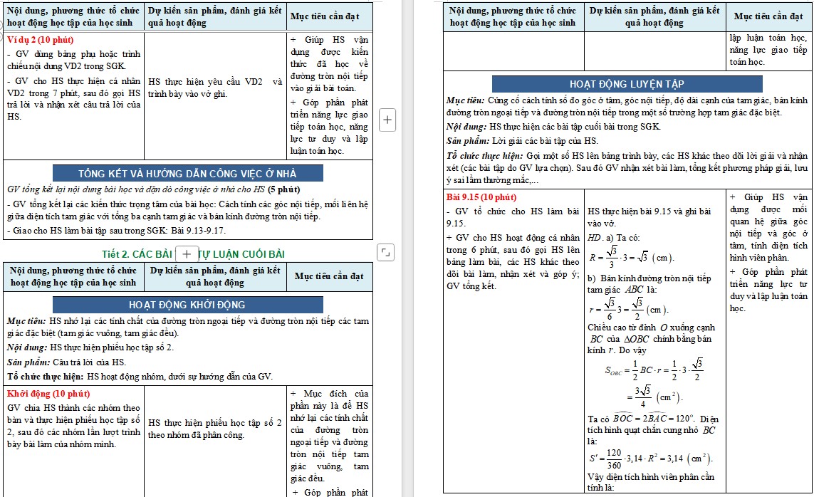 Giáo án Toán 9 KNTT Bài Luyện tập chung trang 78