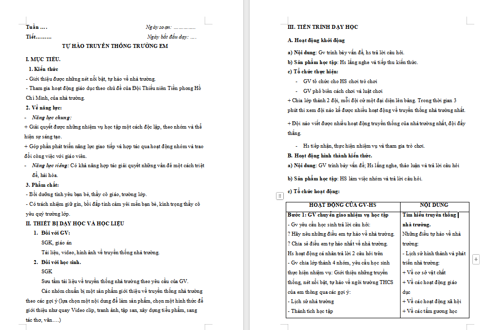 Giáo án Hoạt động trải nghiệm 7 Chủ đề 1 Bài 2