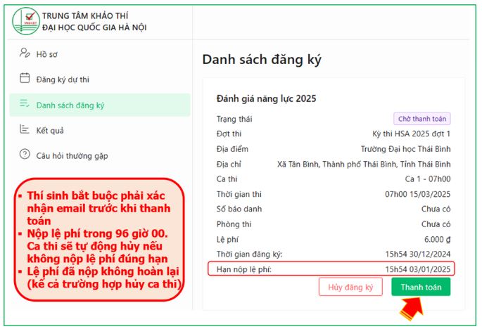 Hướng dẫn đăng ký thi HSA 2025