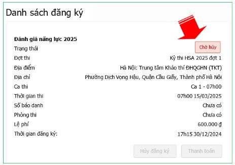 Hướng dẫn đăng ký thi HSA 2025