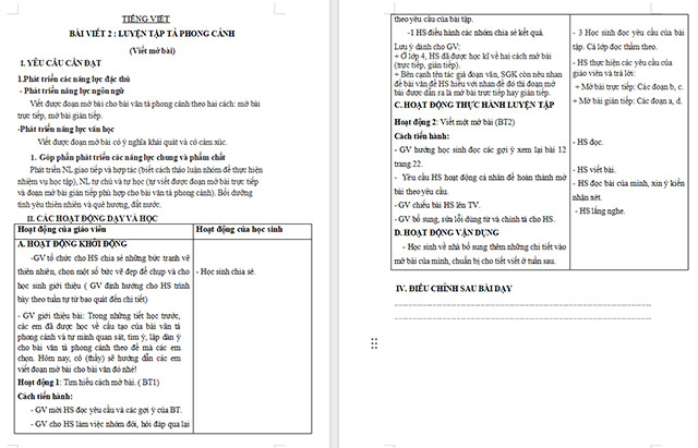 Giáo án Tiếng Việt 5 Luyện tập tả phong cảnh (Viết mở bài)