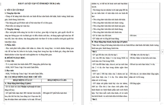 Giáo án Toán 5 Luyện tập về tính diện tích