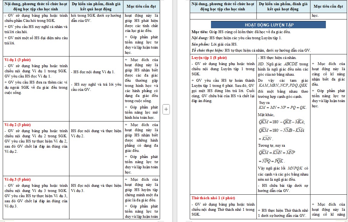 Giáo án Toán 9 KNTT Bài Đa giác đều