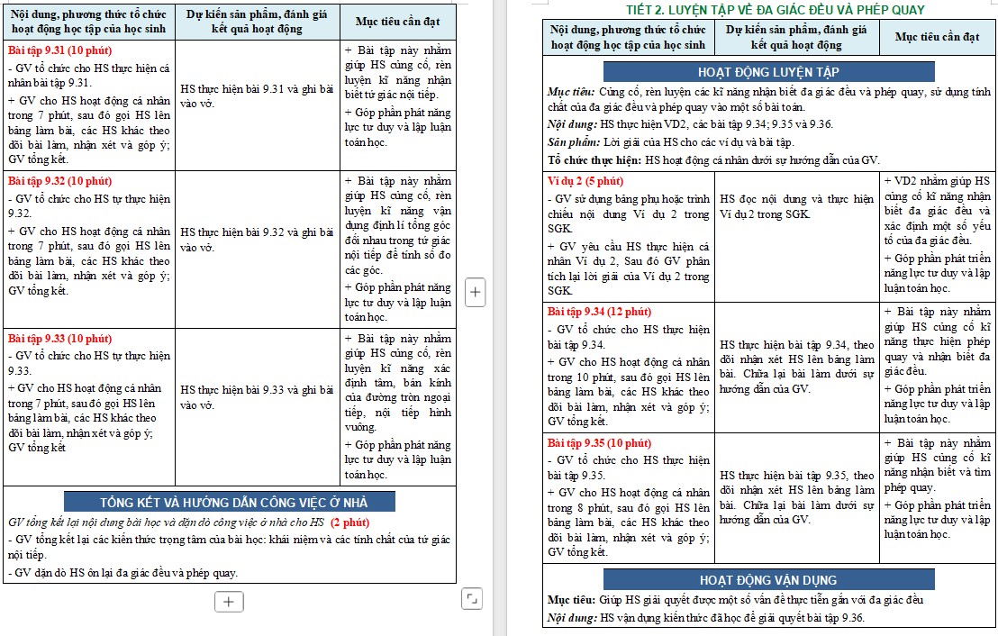 Giáo án Toán 9 KNTT Bài Luyện tập chung trang 90