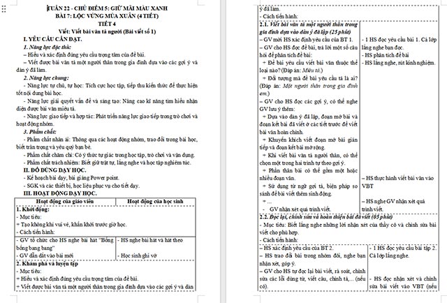 Giáo án Tiếng Việt 5 Viết bài văn tả người (Bài viết số 1)