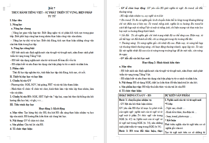  Ngữ văn 9 Bài 7 Thực hành tiếng Việt 