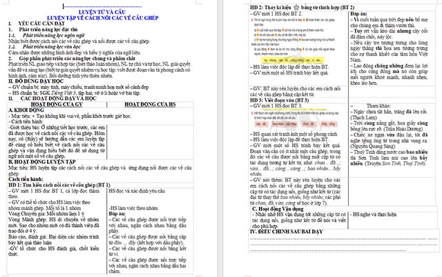 Giáo án Tiếng Việt 5 Luyện tập về cách nối các vế câu ghép