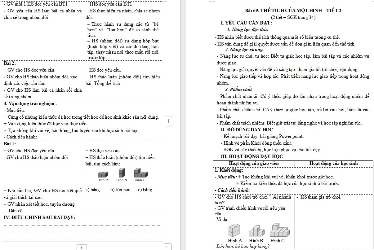 Giáo án Toán 5 CTST Bài 69