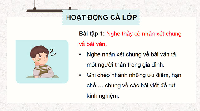 PowerPoint Tiếng Việt 5 Trả bài văn tả người (Bài viết số 1)