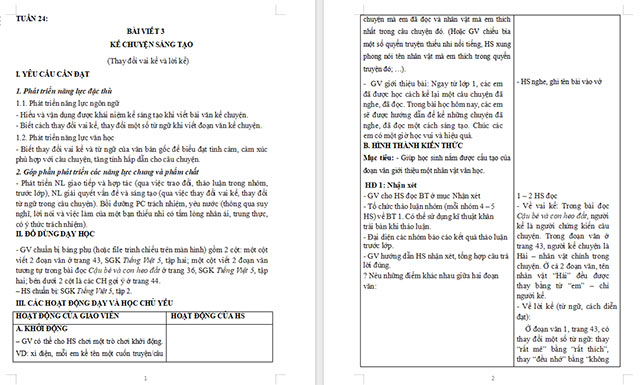 Giáo án Tiếng Việt 5 Kể chuyện sáng tạo (Thay đổi vai kể và lời kể)
