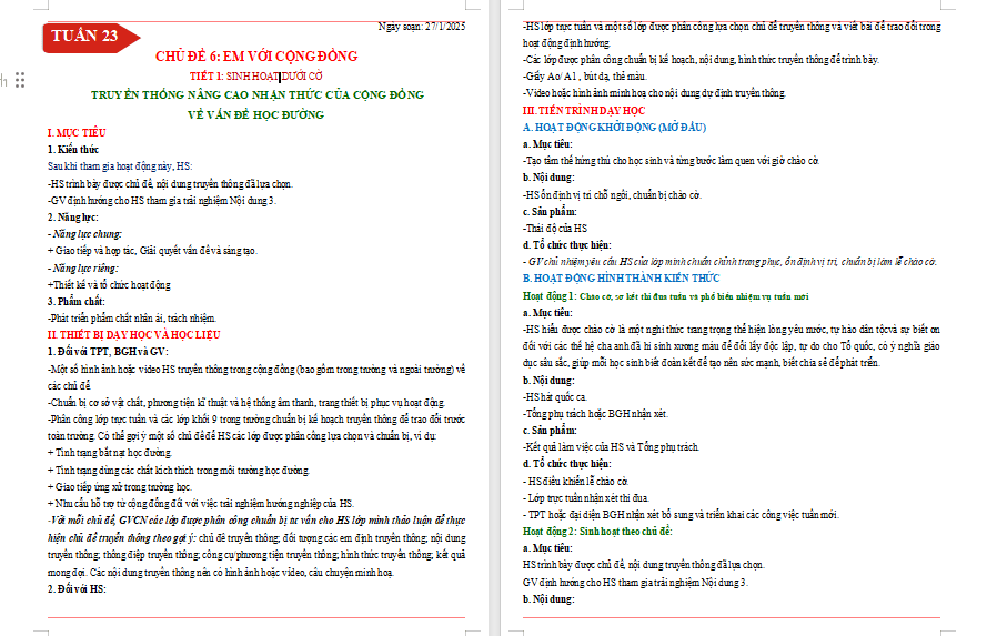 Giáo án HĐTN 9 Kết nối tri thức Chủ đề 6 Bài 3