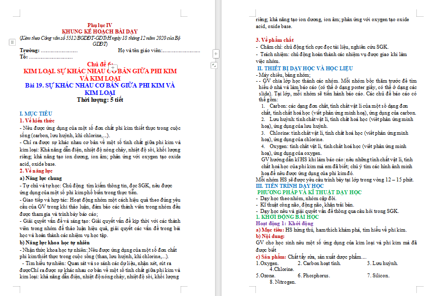 Giáo án Hóa học 9 Bài 19 Kết nối