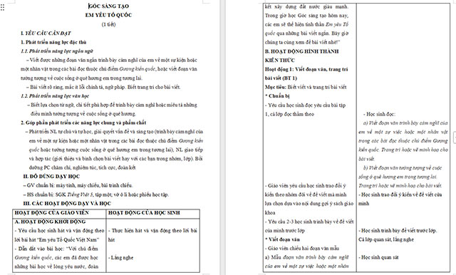 Giáo án Tiếng Việt 5 Em yêu Tổ quốc