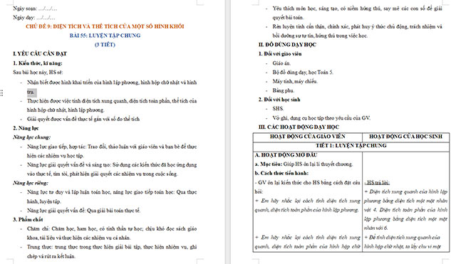 Giáo án Toán 5 Luyện tập chung