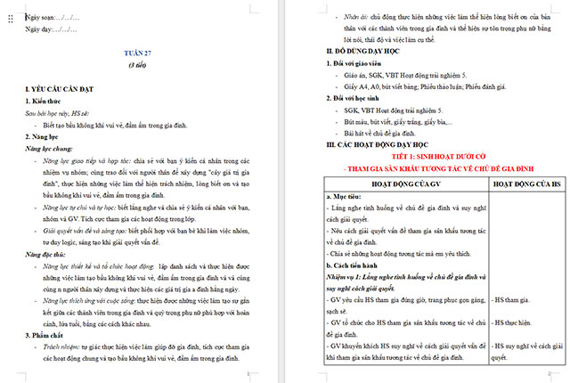 Giáo án Hoạt động trải nghiệm 5 Tuần 27