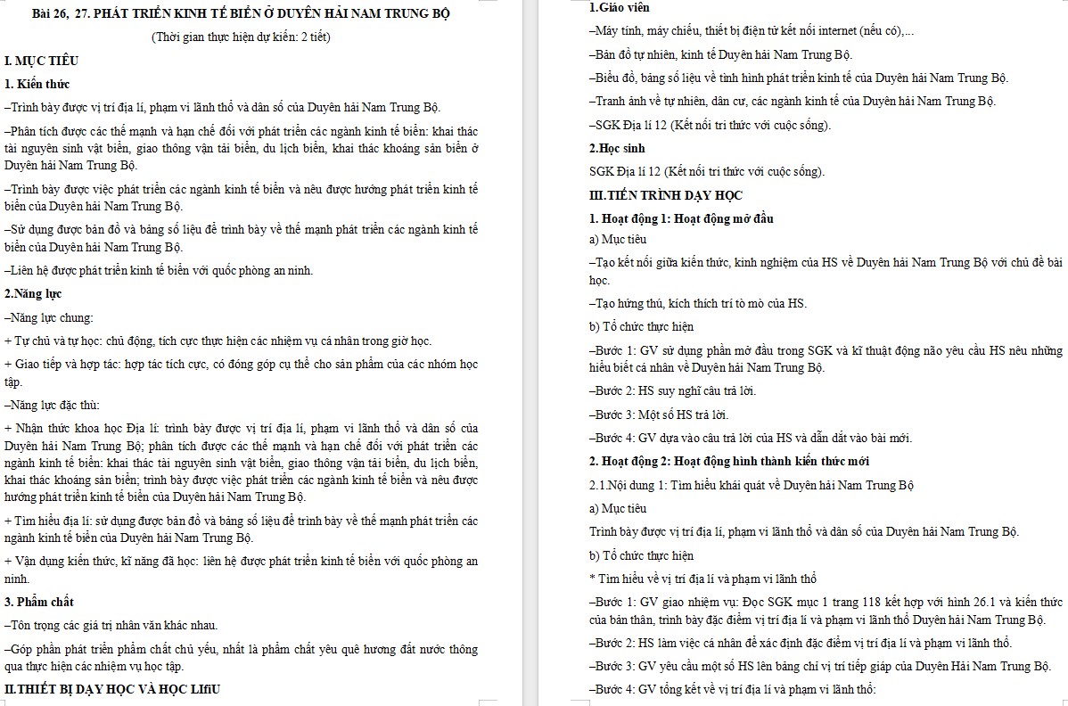 Giáo án Địa lí 12 KNTT